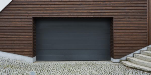 Black and wooden garage